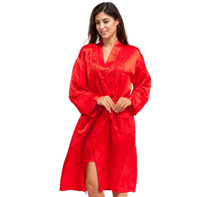 2018 длинный рукав вышивка невесты подружек халат сексуальное женское белье