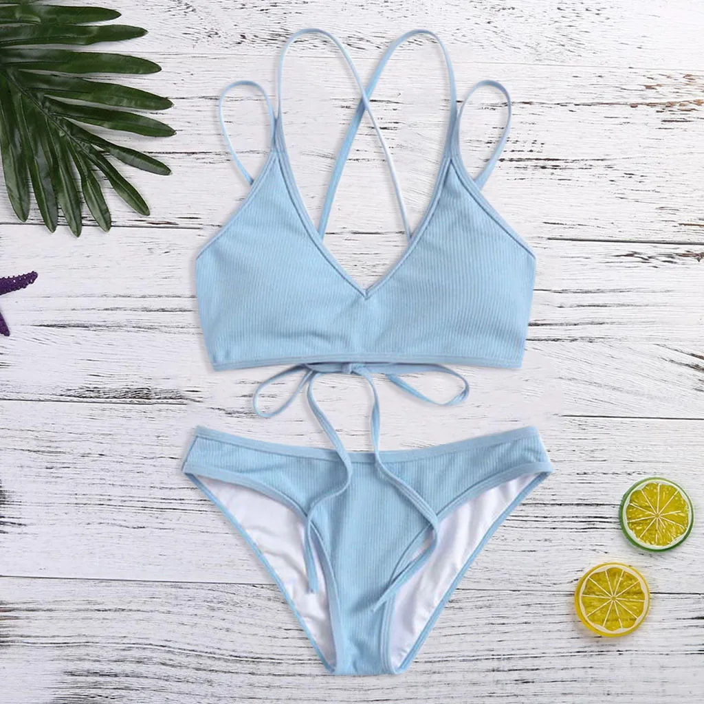 2019 Пасха 3 28 женское бикини купальный костюм для девочек однотонный бюстгальтер