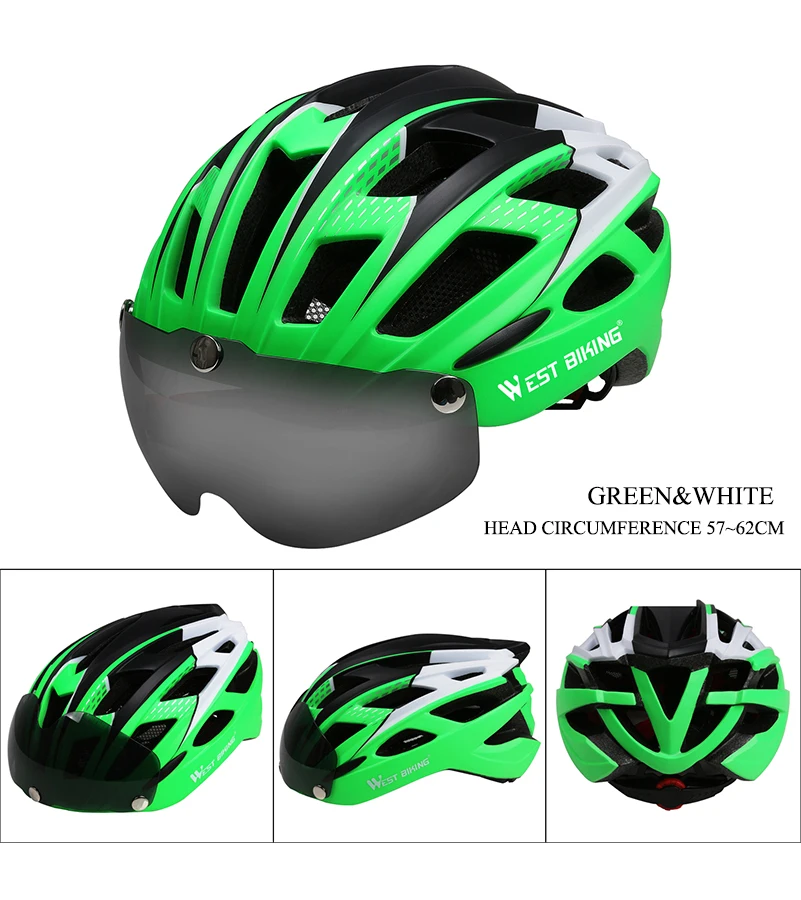 West Biking велосипедный шлем солнцезащитные очки велосипедные очки линзы цельно формованные Мужские Женские 57~ 62 см горный шоссейный велосипедный шлем