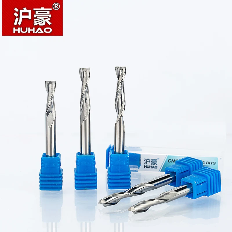 HUHAO 1PC 6mm 3A Top Quality 2 Flute Spiral router bits for wood CNC end mill carbide Tungsten milling cutters fresa|spiral bit|router woodrouter bit