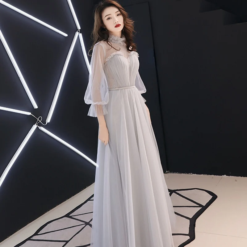 Вечернее платье с длинным рукавом вечернее из фатина знаменитости выпускной