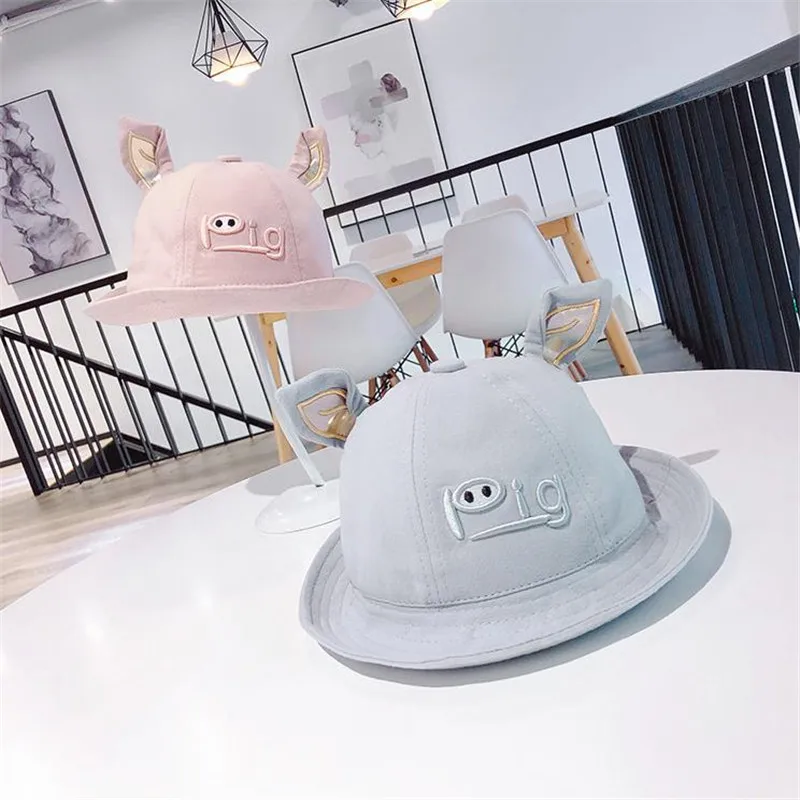 Мультфильм ребенка Пятачок cap симпатичные Рыбацкая шляпа для фотосессий Косплей