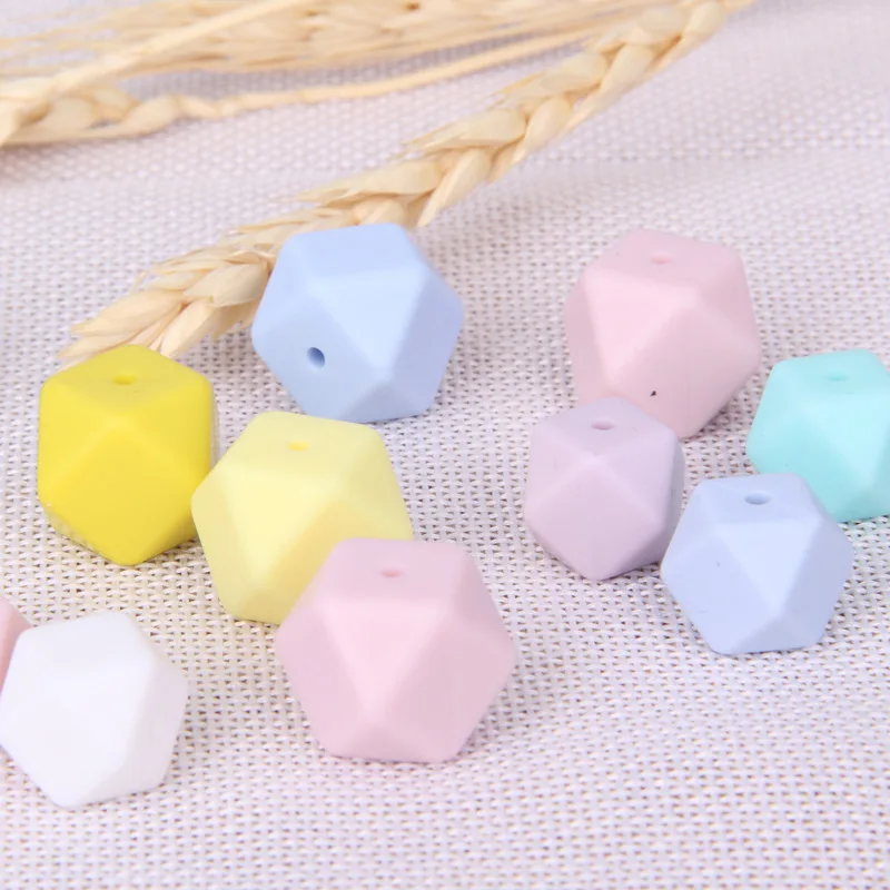 30 шт. силиконовые бусины для прорезывателя зубов 14 мм|beads colorful|silicone beadshexagon silicone beads