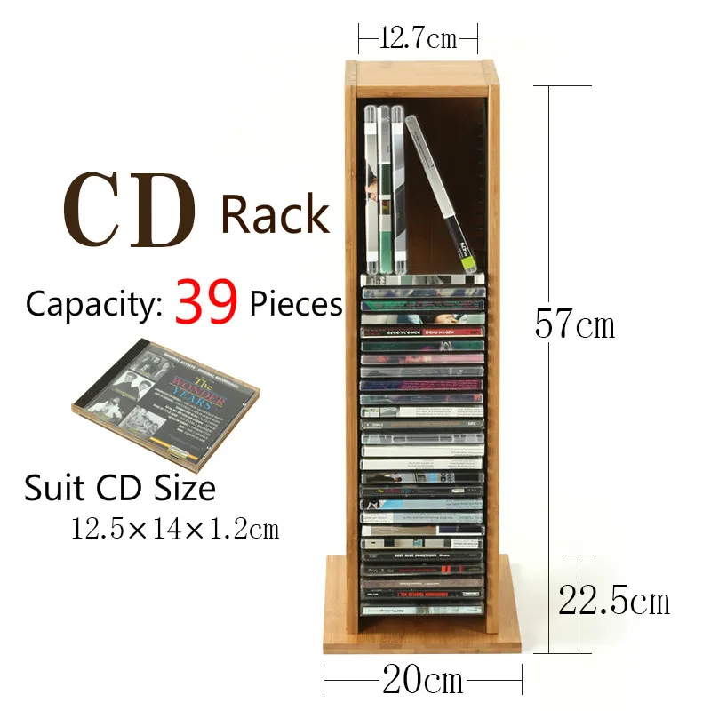 A2 High Capacity Bamboo Material CD Stand DVD Rack PS4 Game Storage Rack Blu-ray Disc Shelf Black Film Rack CD Receiving Rack - Цвет: A2