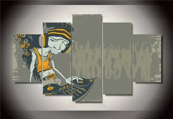 Hd Печать Dj Caricature музыкальная живопись холщовая печать декор для комнаты постер