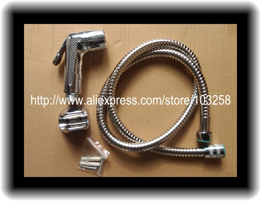 

Bathroom Handheld Plastic Shattaf Sprayer Set Toilet Bidet Shower Head Flushing Gun TBSH2232+100cm Braided Hose+ABS Wall Holder