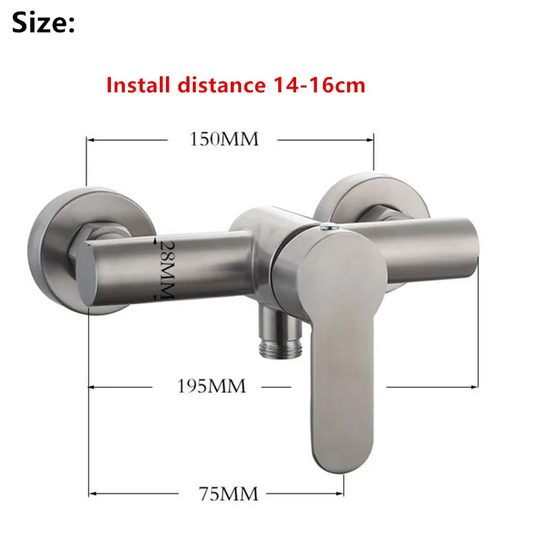 Free shipping 304 stainless steel wall install bathroom shower faucet tap brushed single handle control for cold and hot water |