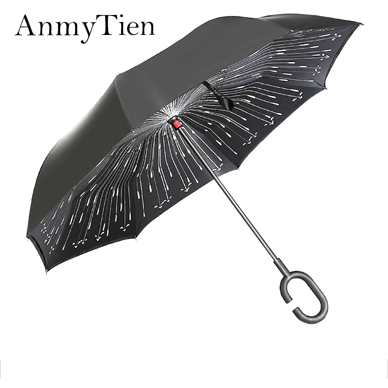 Черный обратная зонтик дождь Для женщин Для мужчин Guarda Chuva перевернутый складной Сильный ветрозащитный мужской женский зонт дождя и солнца Шестерни