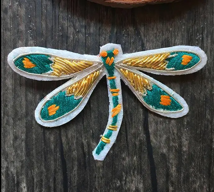 Шелковая вышитая нашивка gragagfly брошь из индийской шелковой проволоки ручной