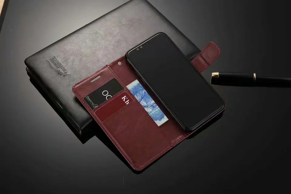 Кожаный чехол книжка с подставкой для карт телефона Samsung Galaxy Note 4 5 A8S A5 A7 J4 J6 A6 Plus J3 J5