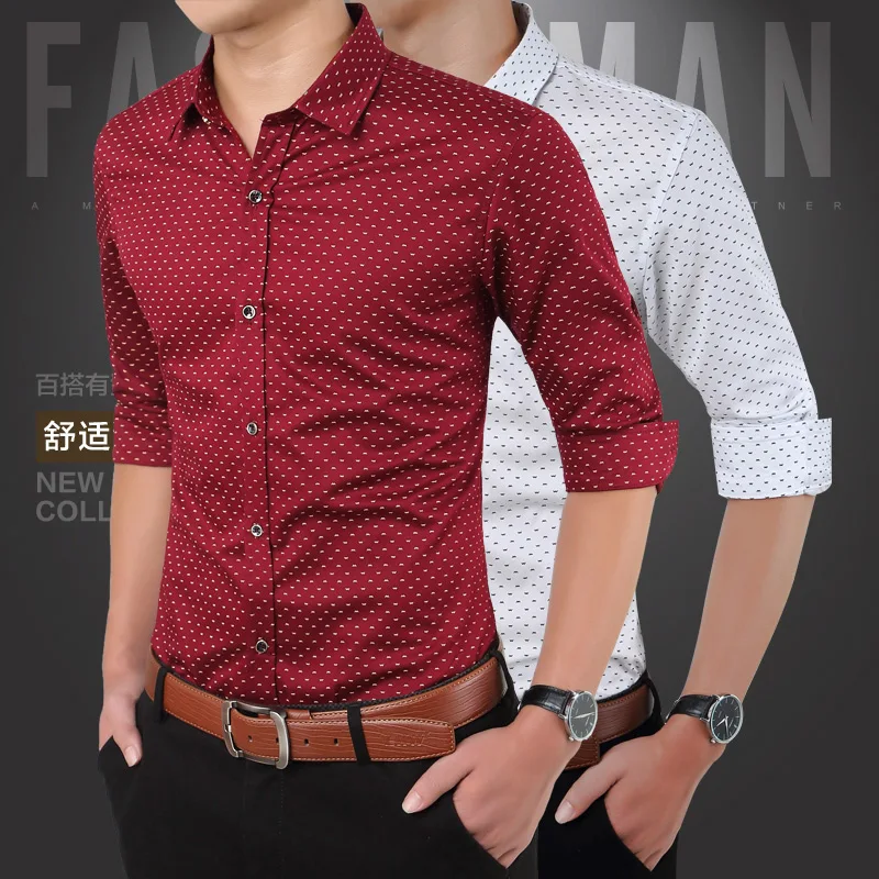 Мужская Повседневная рубашка с длинным рукавом приталенная из 2020 хлопка принтом