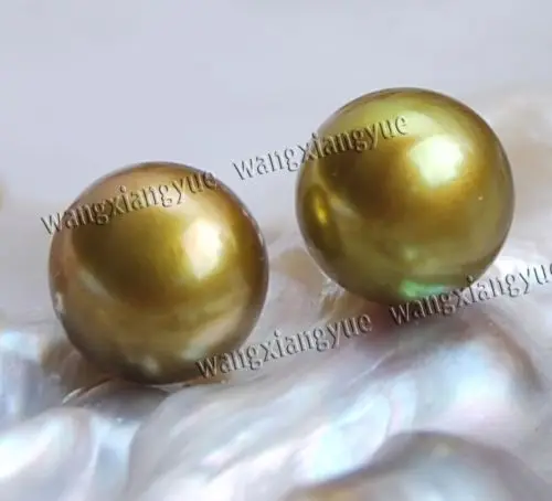 

11-12mm Chocolate Akoya Cultured Pearl Silver Stud Earrings AAA+