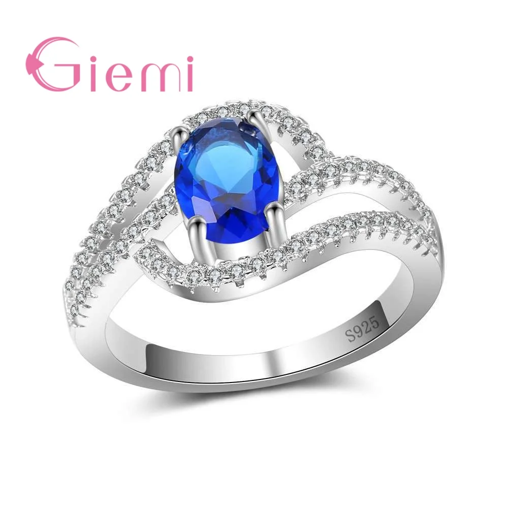 

Exquistie Twist Half Circle Shape Ring Silver Jewelry for Girlfriend Gifts Elegant Promise Wedding Anillos