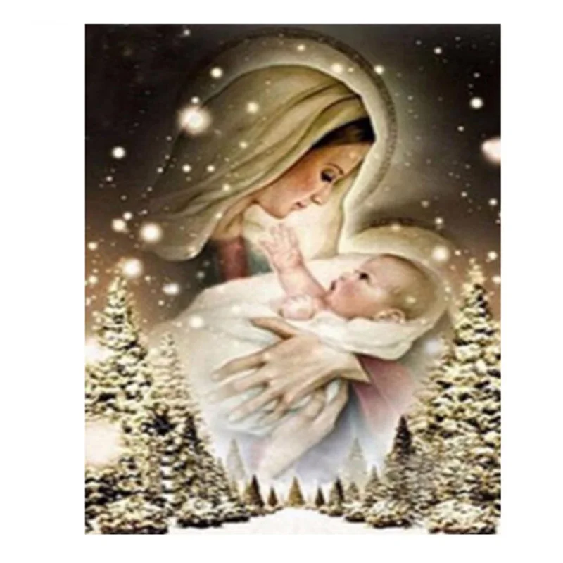 5D алмазная картина &quotМадонна с младенцем&quot Алмазная вышивка круглые стразы