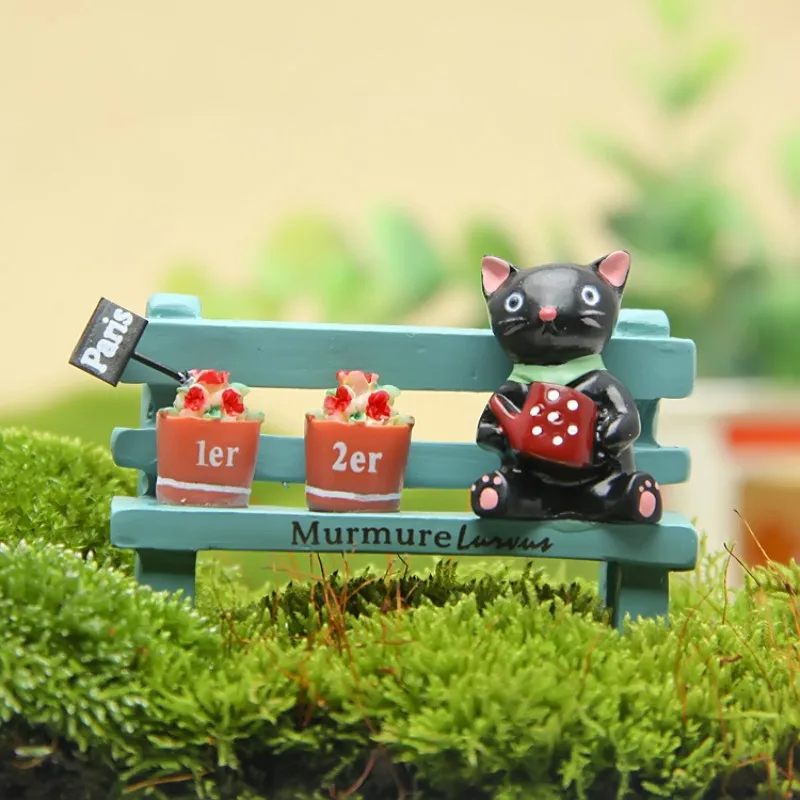 Декоративные садовые микро пейзаж Куклы Фигурки мини мультфильм Черный Кот
