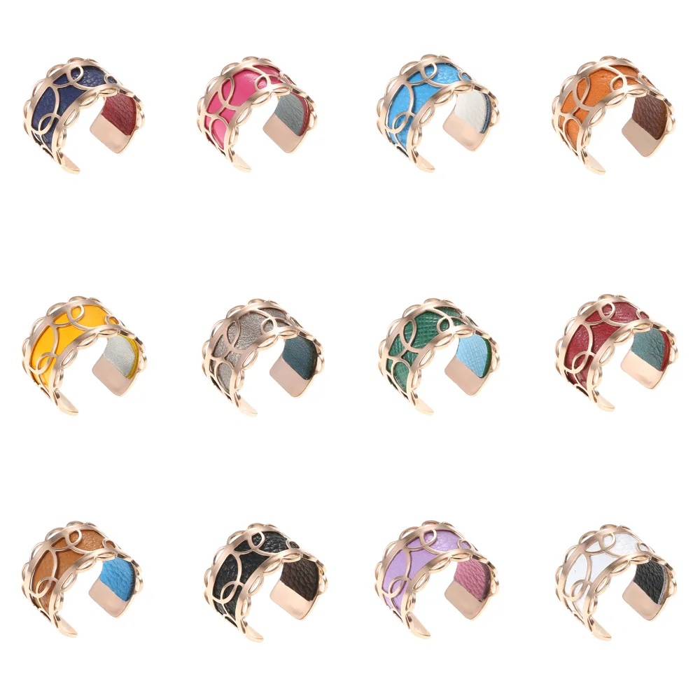 Cremo кольцо из нержавеющей стали Bijoux Регулируемый Bague Femme Argent Реверсивные Сменные жоржет кожаные кольца Mujer