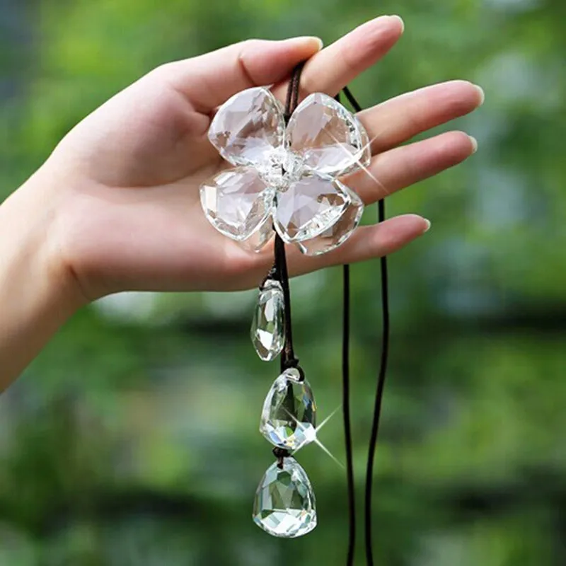 Прозрачные хрустальные настенные подвесные украшения 4 листья цветок стеклянные