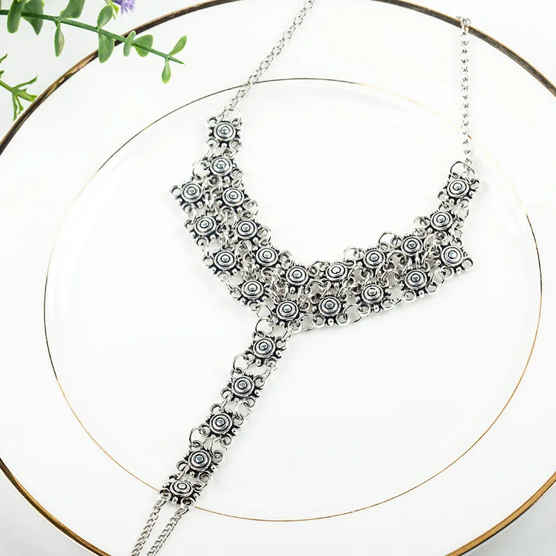 Браслеты на лодыжку женские ажурные украшения серебряного цвета под старину с