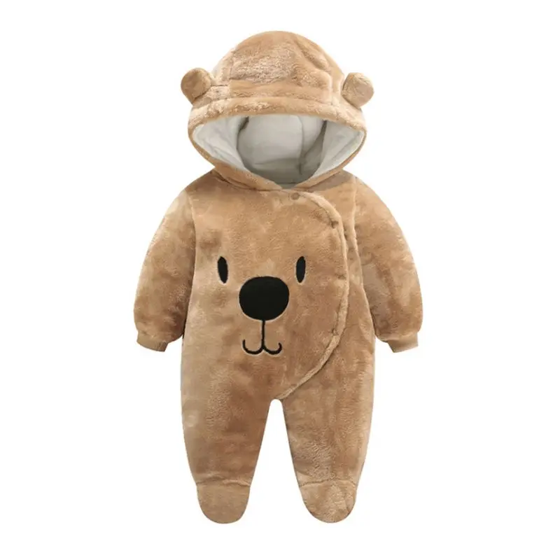 2019 New Born Baby Boy Girls Winter Cotton Toddler Clothes Rompers Hooded Cute Bear Infant Snowsuit Jumpsuits 0-12 Months | Детская