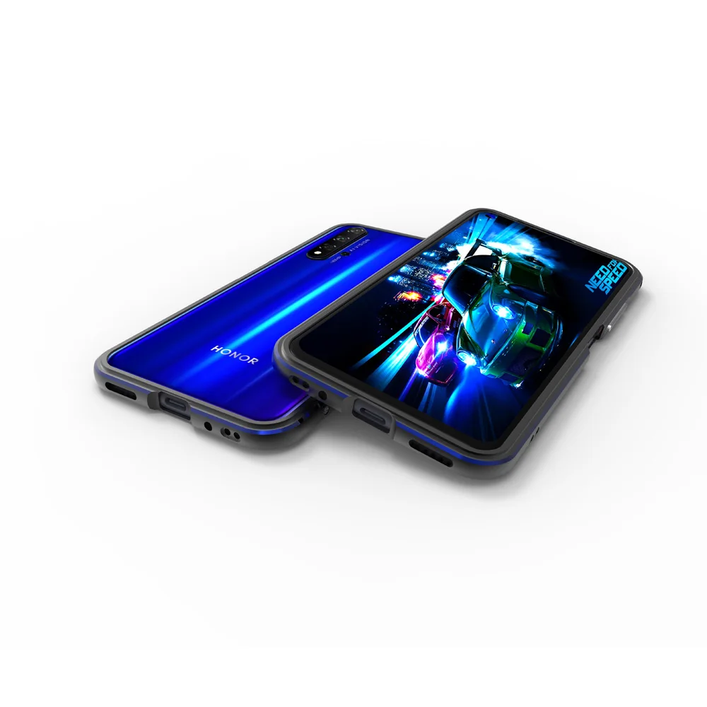 black with blue Чехол для huawei Honor 20, глянцевый алюминиевый бампер для телефона, чехол для huawei Honor 20, металлический каркас, защитный чехол s - Цвет: black with blue