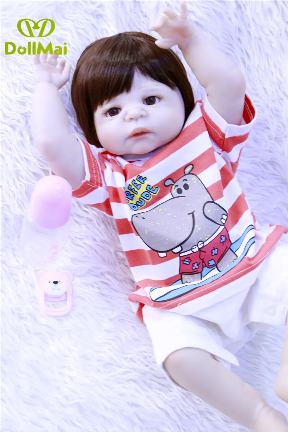 

23'' Full Silicone Reborn Baby Girl boy Realistic Alive Newborn Babies Doll White Skin Ethnic Reborn Toddler For kids gift