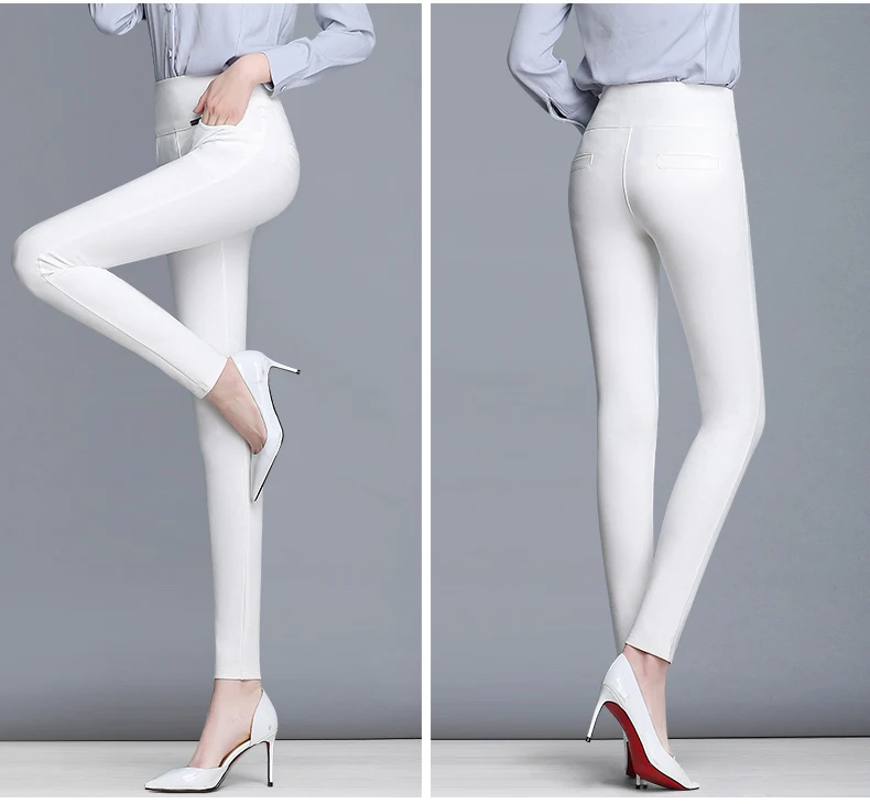 Женские Капри, Стрейчевые офисные брюки, pantalon femme, черные, белые бархатные женские брюки с высокой талией, зимние, размера плюс