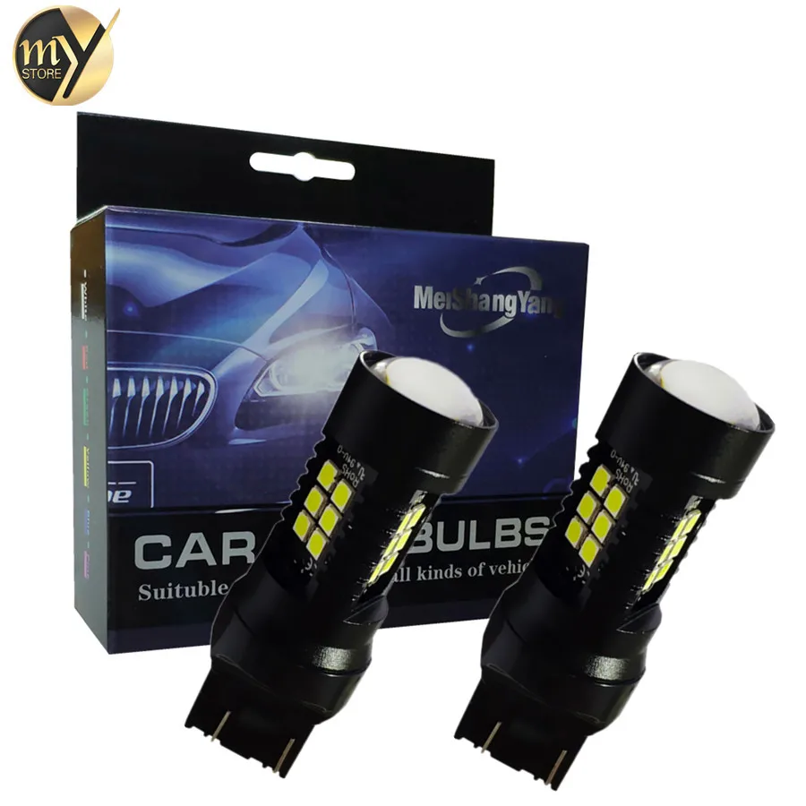 2шт 1200Lm T20 W21/5W 7443 светодиодный 7440 W21W WY21W белый желтый красный автомобильный Стоп
