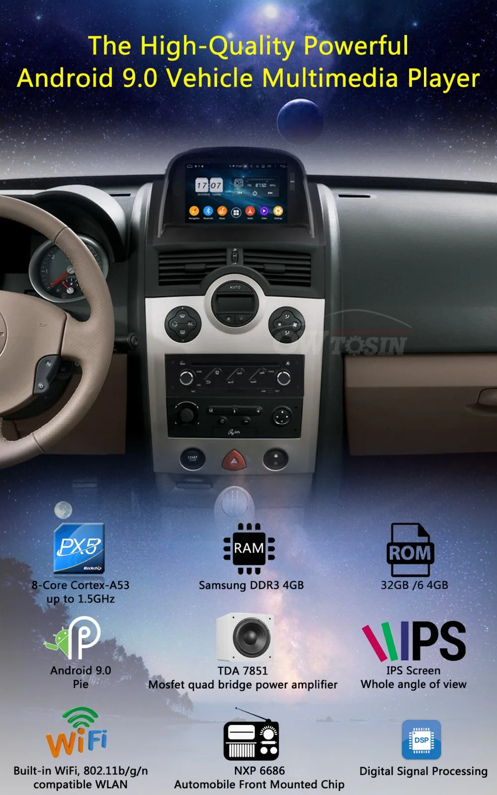 " ips Восьмиядерный 4G ram+ 64G rom Android 9,0 автомобильный DVD радио gps для Renault Megane II 2004-2009 DSP CarPlay Parrot BT стерео Adas
