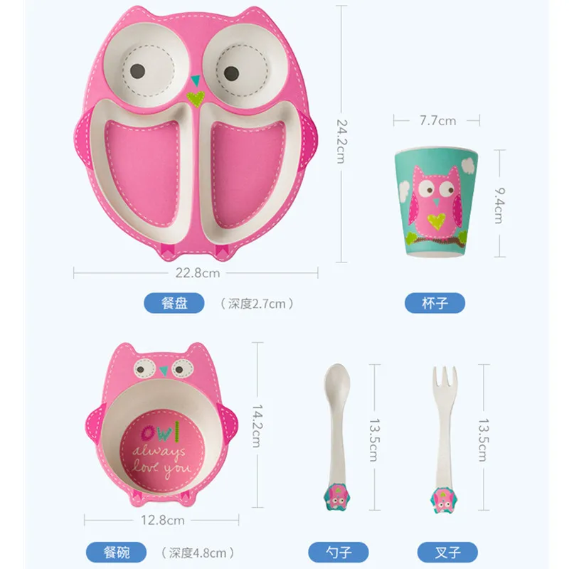 5pcs/set Cartoon Creative Bamboo Baby Dishes Sub-grid Plates Irregular Children Tableware For Infant Toddler Feeding Dinnerware | Мать и