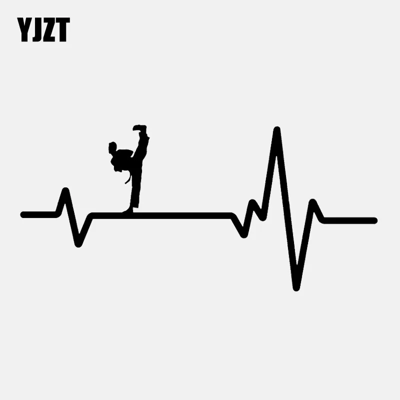 YJZT 16 8 см * 7 каратэ высокого Kick Splits человек сердцебиение винил черный/серебристый