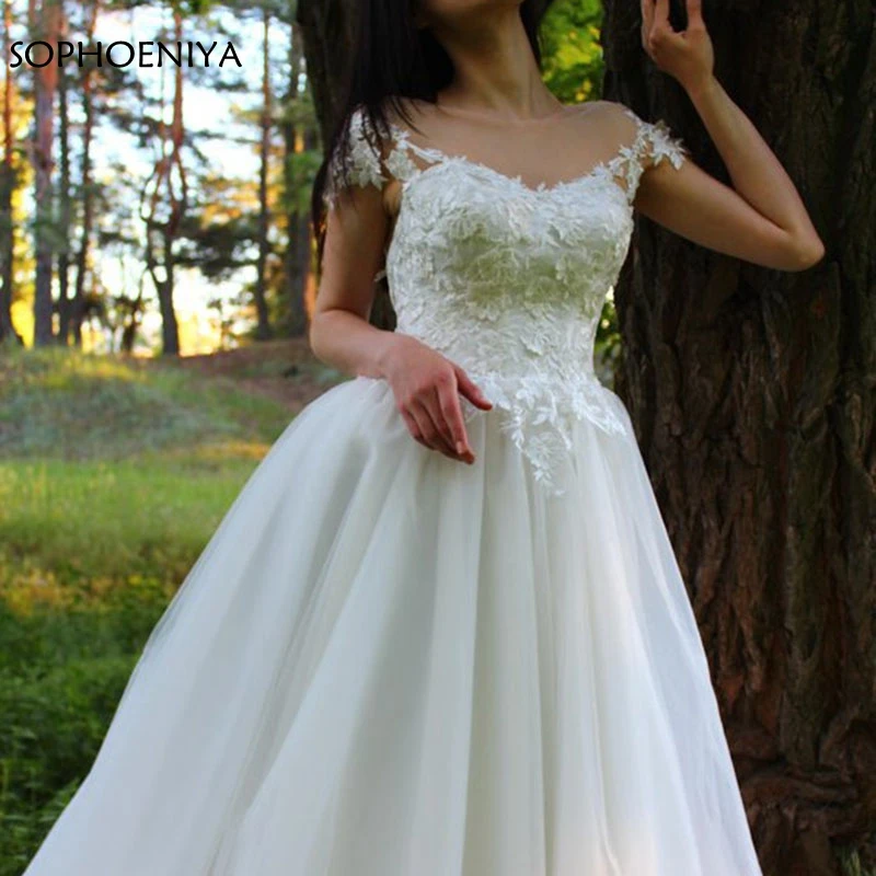 

New Arrival Cap sleeve wedding dresses 2021 Lace Appliques suknie slubne Wedding gowns casamento Cheap boho wedding dress