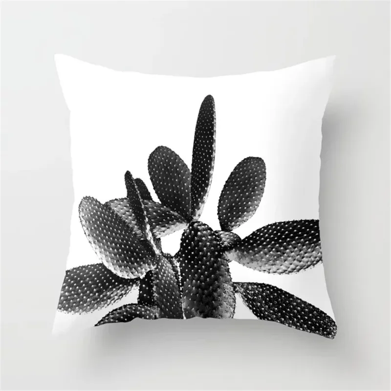 Cushion Covers09 Мягкий Летний чехол для подушки с изображением тропических джунглей и растений пальмовых листьев, чехол для подушки с черно-белым геометрическим узором, домашний декор - Цвет: Cushion Covers09