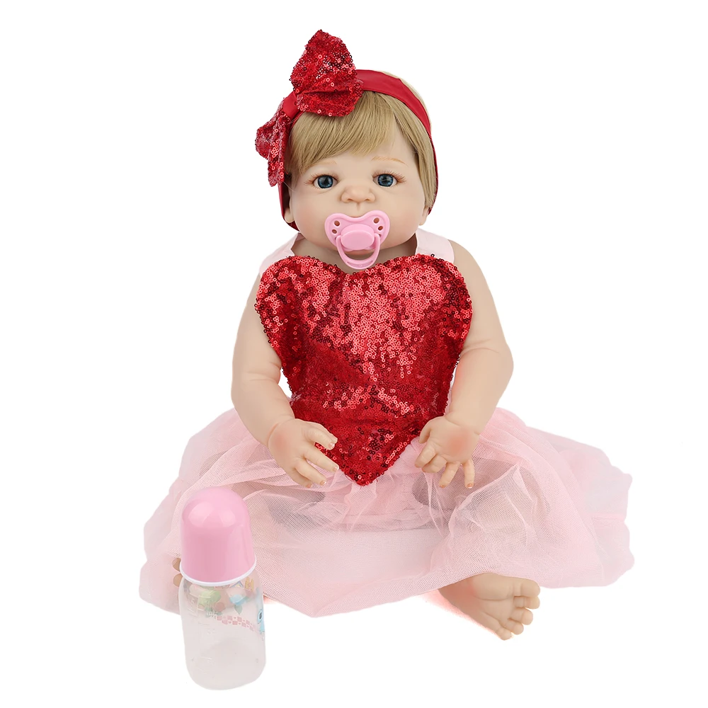 NPKDOLL Baby Reborn Doll полностью винил для ванной девочек блонд волосы парики принцесса