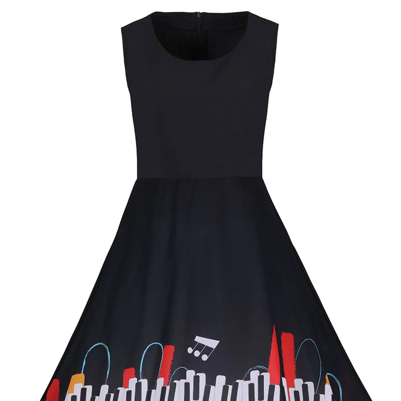 Плюс размер 4XL женское платье с музыкальным принтом Pin UP одежда Vestidos лето Ретро