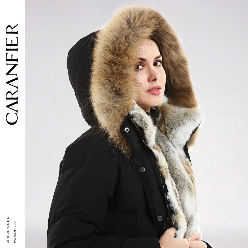CARANFIER 2017 новые женские зимние пуховые пальто 100% полиэстер Eendendons бренд Jassen Zwart Rits