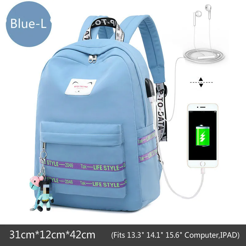 Blue-L Студенческий тренд, рюкзаки для девочек, для детей, средняя школьная сумка, детская сумка, школьная сумка для девочек, рюкзак, Mochila Infantil Escolar, школьная сумка - Цвет: Blue-L