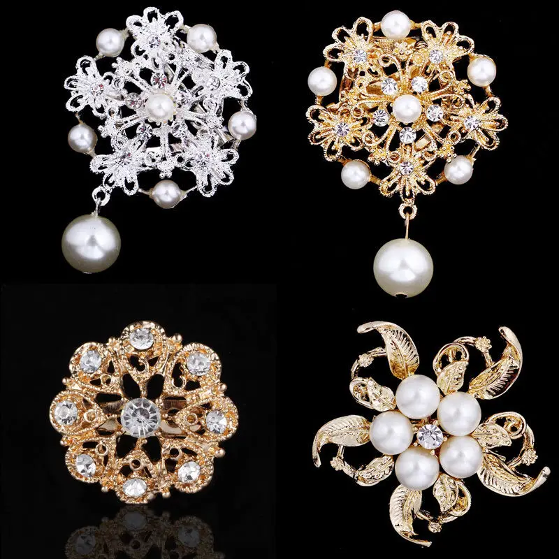 1 шт. модные броши Стразы в форме цветка с кристаллами для женщин и мужчин