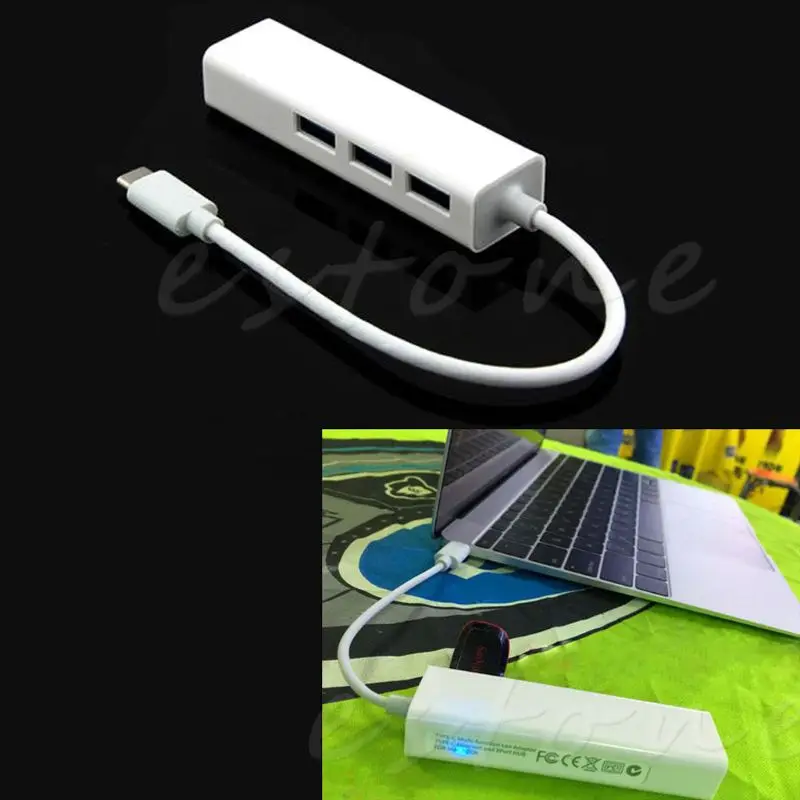 Флуоресцентный USB 3 1 типа C с адаптером RJ45 Lan|USB-хабы| |