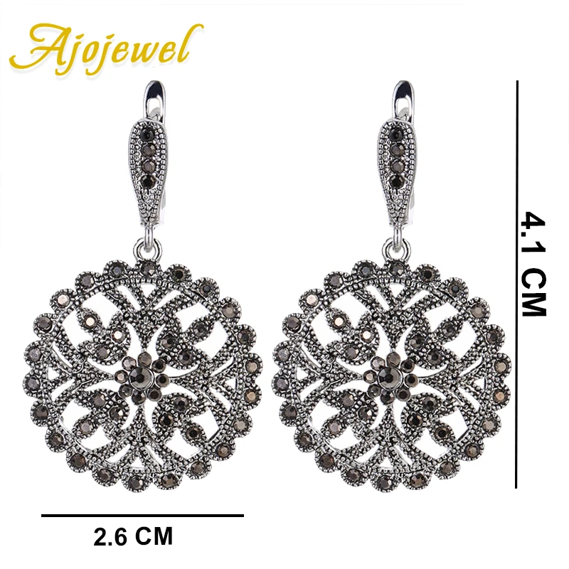 Высококачественные серьги подвески Ajojewel с черными кристаллами Стразы большие