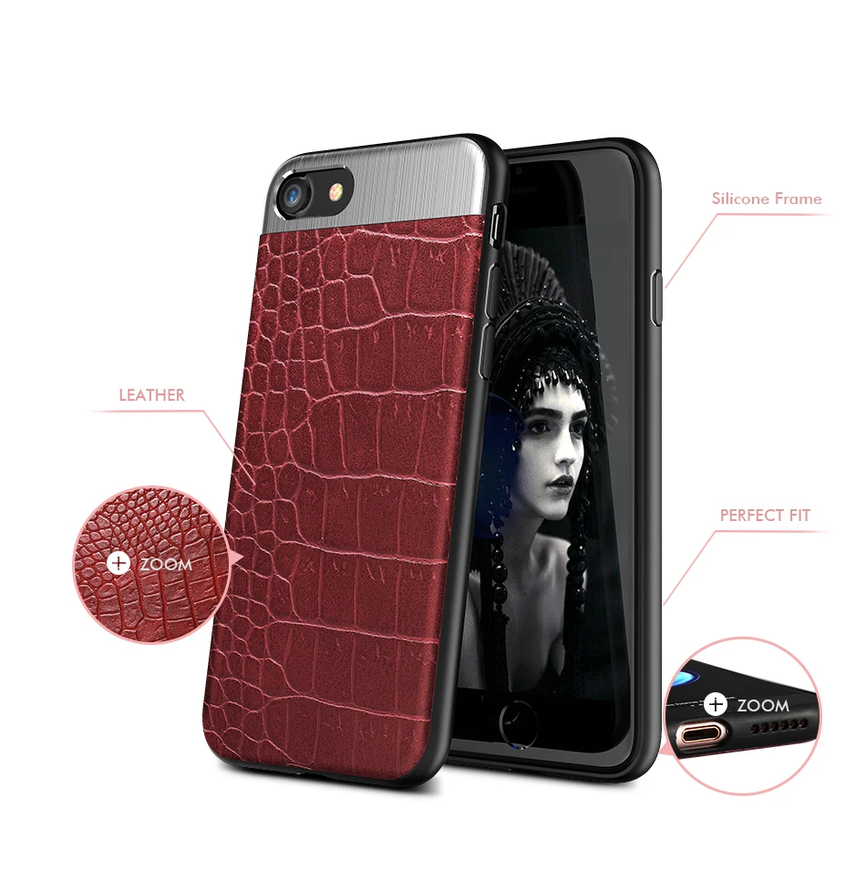 KISSCASS металлический кожаный чехол для iPhone 7, 8, 6, 6S Plus, чехол s, роскошный защитный чехол для телефона, чехлы для iPhone 7, 6, 6S Plus, X, 10