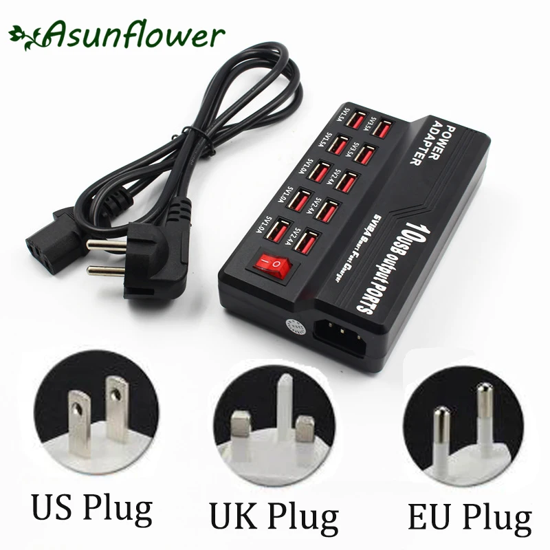 Адаптер питания Asunflower для планшетов и телефонов 10 портов | Компьютеры офис