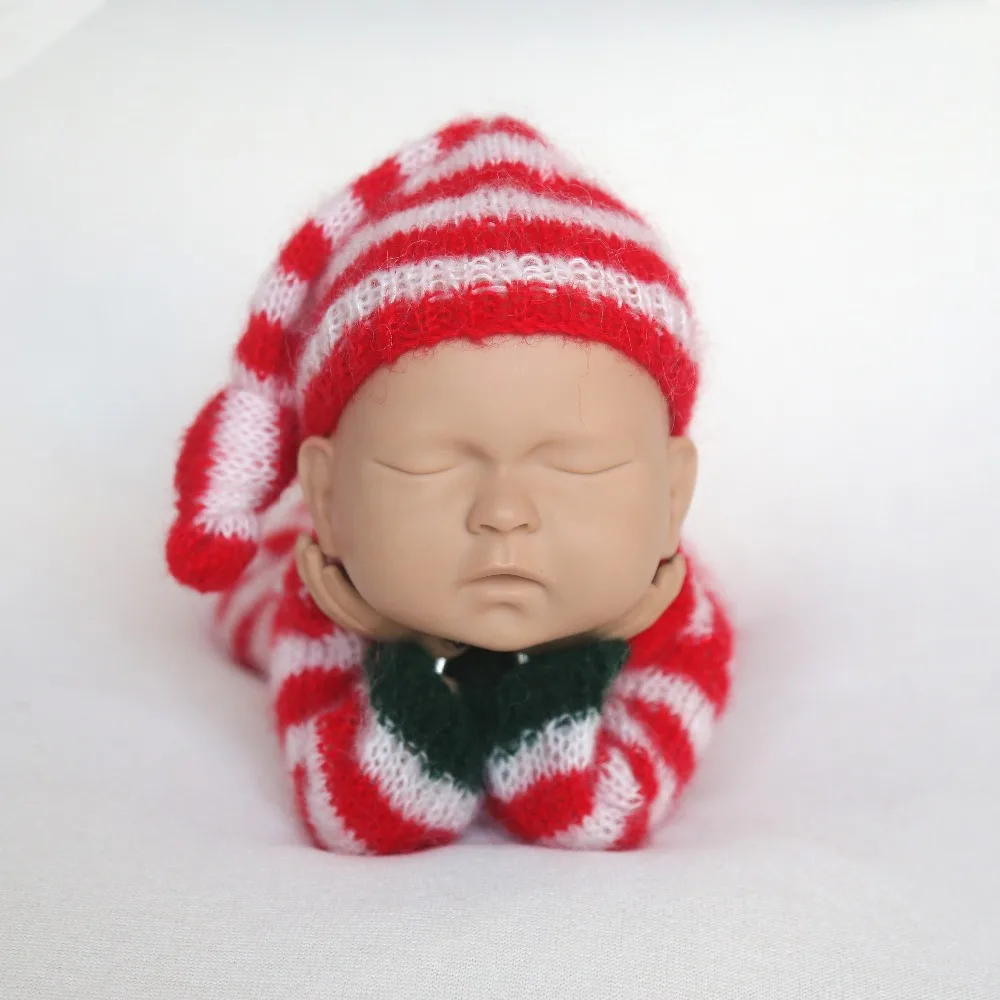 

Long Sleeve Newborn Christmas Overall Santa Claus Outfit Photography props Baby girl Hooded romper with Bonnet set photo prop