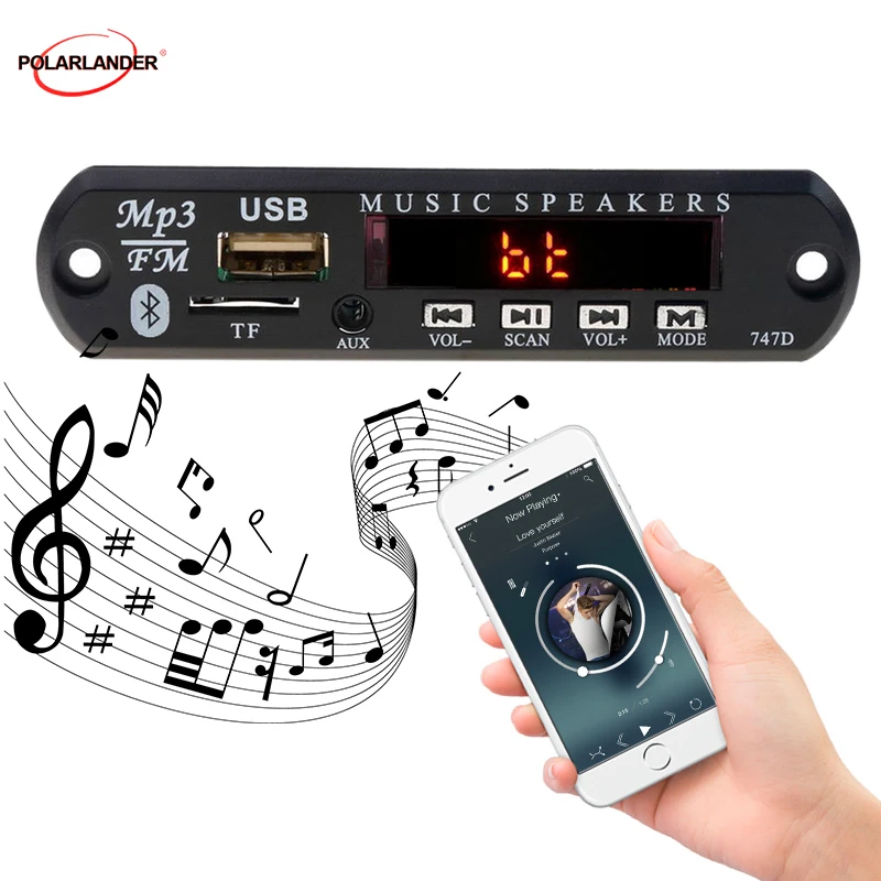 MP3-плеер декодер USB 3 5 мм TF WMA автомобильный комплект FM-радио плата аудио приемник 12