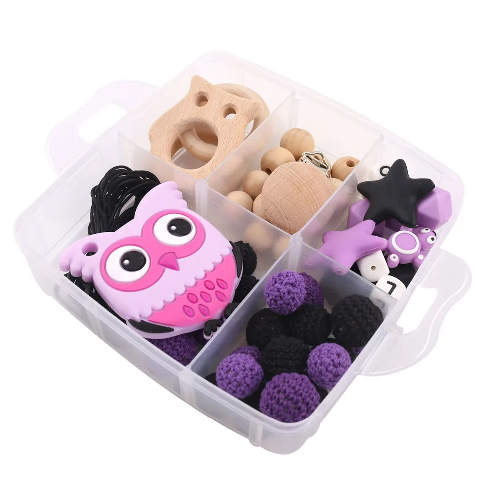 

1 Set DIY Crafts Halloween Gift Wooden Teething Owl Pendant Pacifier Clip Baby Accessories Chew Toy All Saints' Day Baby Teether