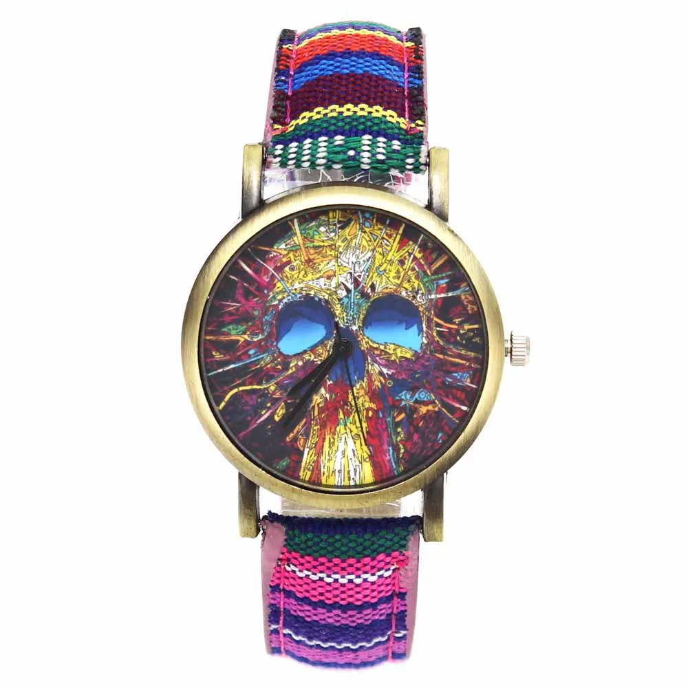 Модные часы с черепом и головой дьявола цветком скелетом повседневные мужские