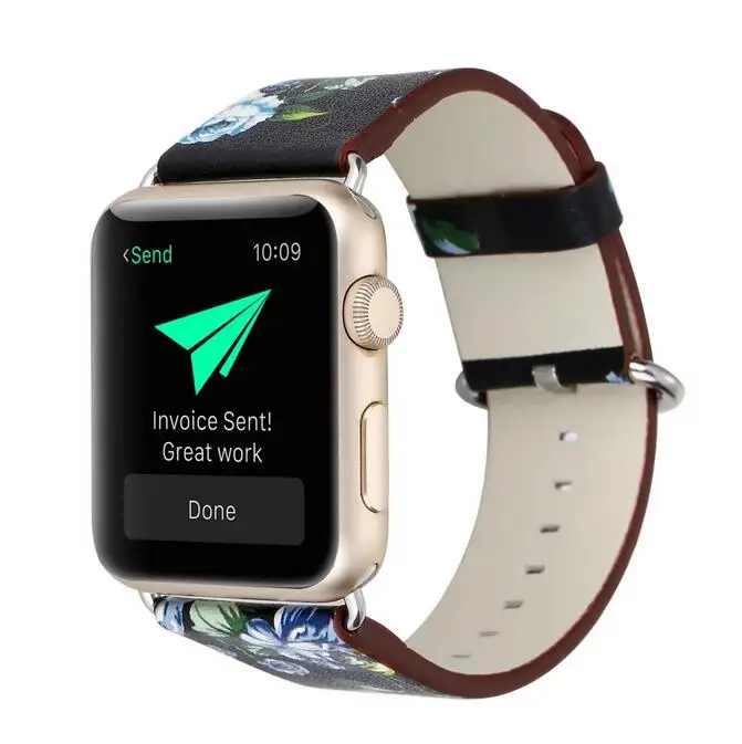 Производитель кожаных петель для iwatch 5 4 3 2 1 ремешок для Apple Watch 38 мм 42 мм 40 мм 44 мм цветочный дизайн