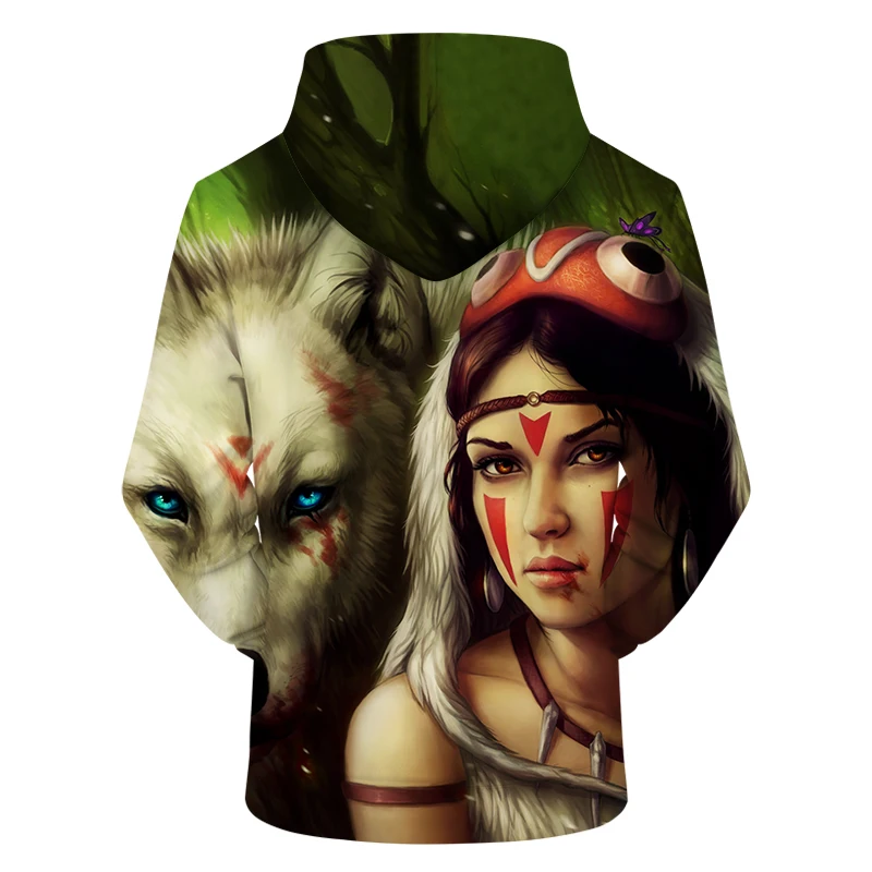 Принцесса Mononoke самая широкая от JojoesArt 3D толстовки свитшоты мужские женские
