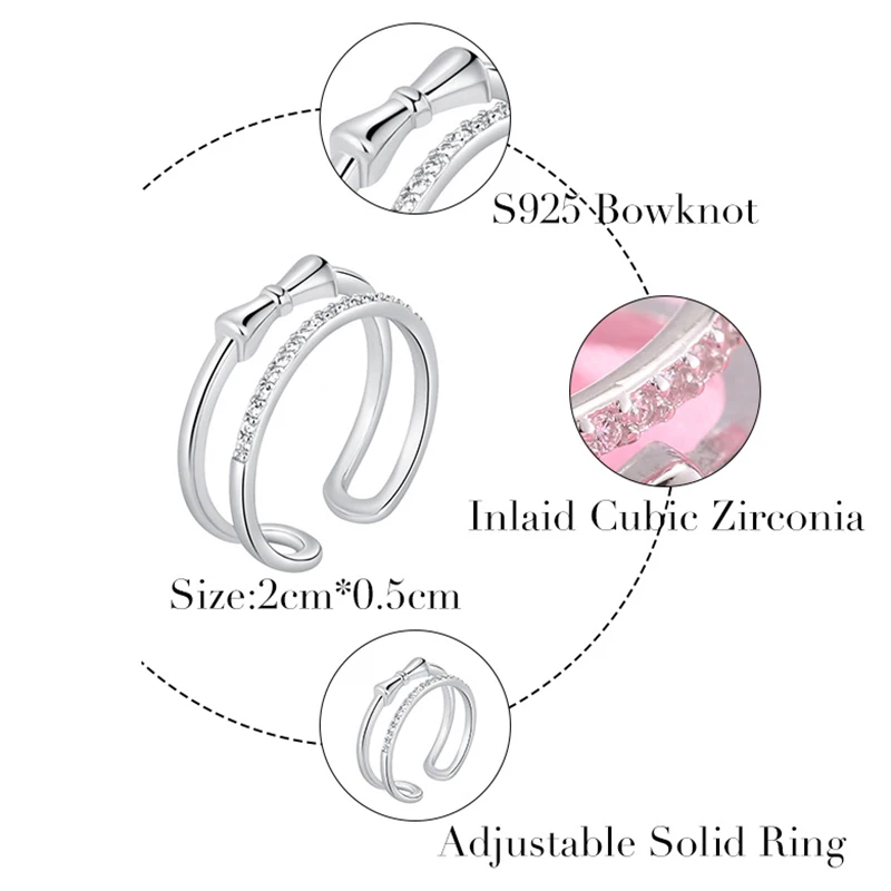 Sa silverage Для женщин Серебряное кольцо Открыть Регулируемая 925 стерлингового