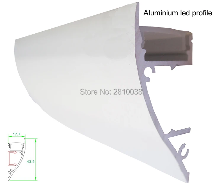 

30 X 2M Sets/Lot Wall washer aluminum profile for led strip light Crescent type aluminium led channel profile for wall up lamp