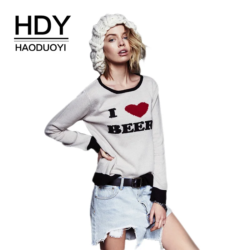 HDY Haoduoyi бренд 2018 цветной блок с буквенным принтом и вышивкой сердца женские